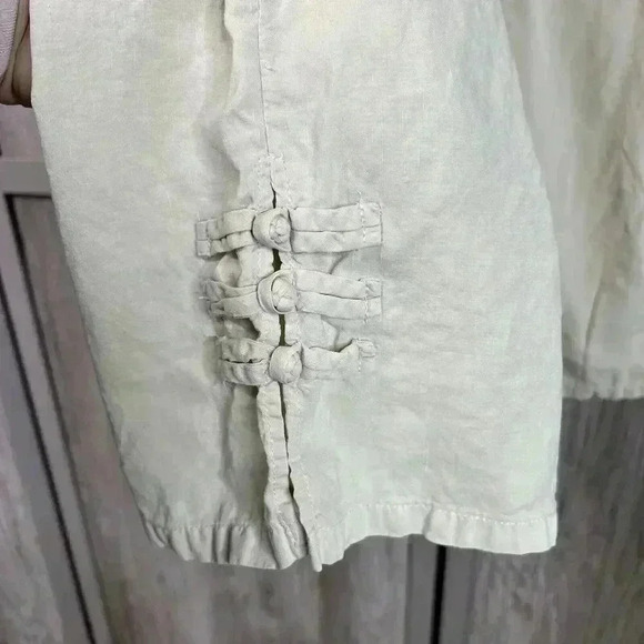 Citron Santa Monica Pants Small Cropped Ivory Cream Silk Cotton Sz S - Picture 4 of 9